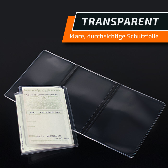 KFZ Schein Hülle transparent Made in Germany Fahrzeugschein Mappe  Ausweishülle